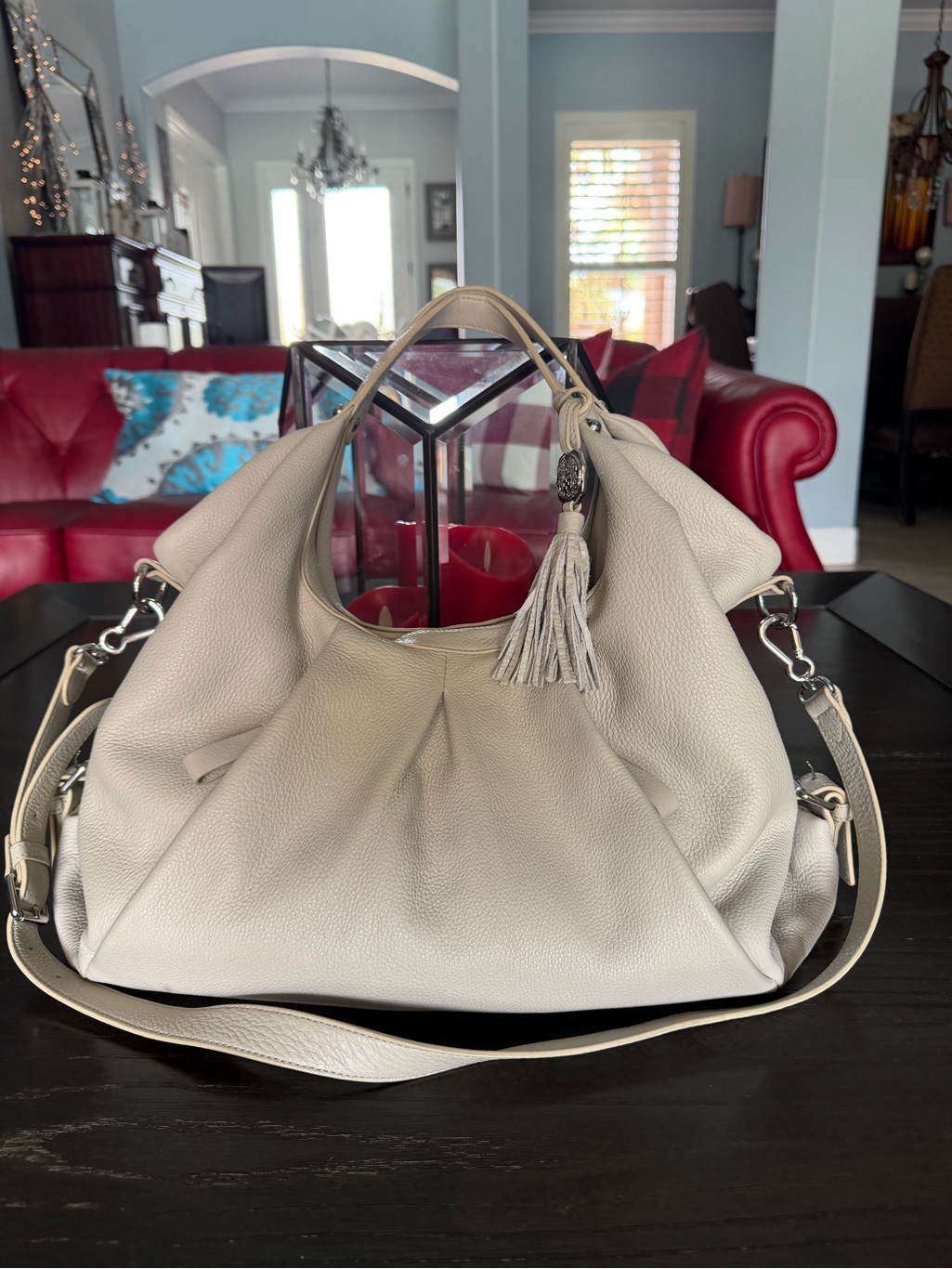Vince Camuto Leany Ivory Pebbled Leather Slouchy Hobo Bag - Nwot